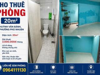 CHO THUÊ PHÒNG 20M2 PHÚ NHUẬN - KHÔNG CHUNG CHỦ
