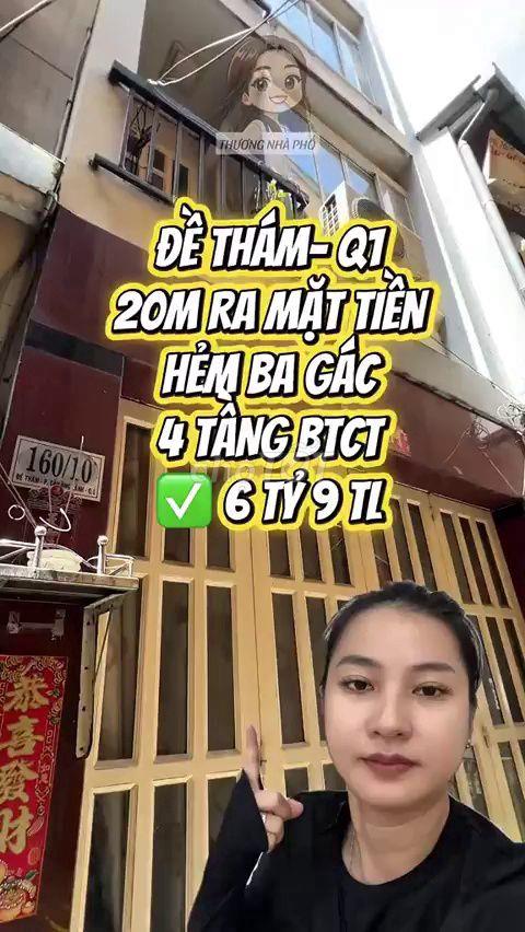 Bán Nhà Hẻm Đề Thám Quận 1, 4 Tầng BTCT - Giá 6.9 Tỷ