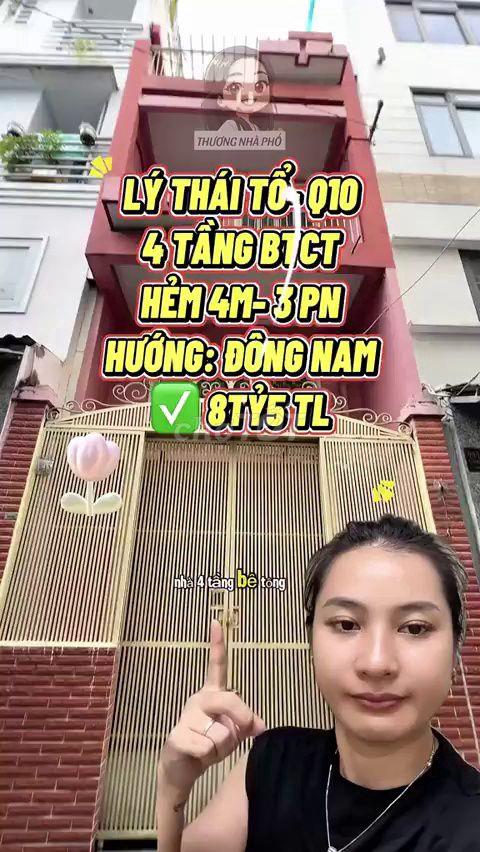 Bán Nhà Hẻm Lý Thái Tổ Quận 10 4 Tầng - 8.5 Tỷ