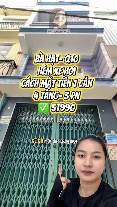 Bán nhà hẻm xe hơi Bà Hạt Q10, 4 tầng, 5.99 tỷ