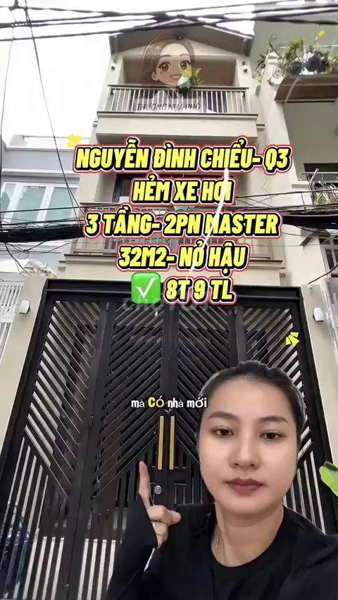Bán nhà hẻm xe hơi Nguyễn Đình Chiểu Q3, 3 tầng, 32m2