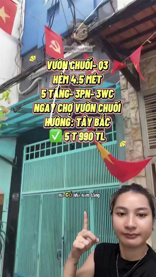 Bán nhà 5 tầng hẻm Vườn Chuối Q3 - 5.99 Tỷ