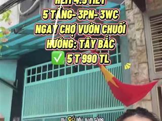 Bán nhà 5 tầng hẻm Vườn Chuối Q3 - 5.99 Tỷ