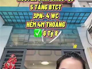 Bán nhà 5 tầng hẻm 4m Nguyễn Đình Chiểu Q3, 6.8 tỷ