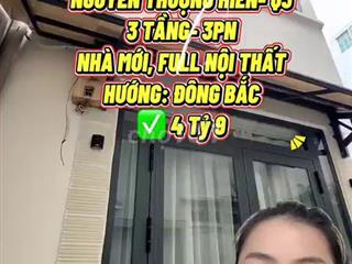 Bán nhà Nguyễn Thượng Hiền Q3 3 tầng full nội thất 4.9 tỷ