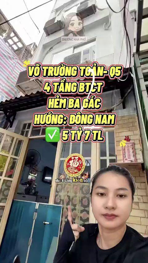 Bán Nhà 4 Tầng Võ Trường Toản Quận 5 - Giá 5.7 Tỷ