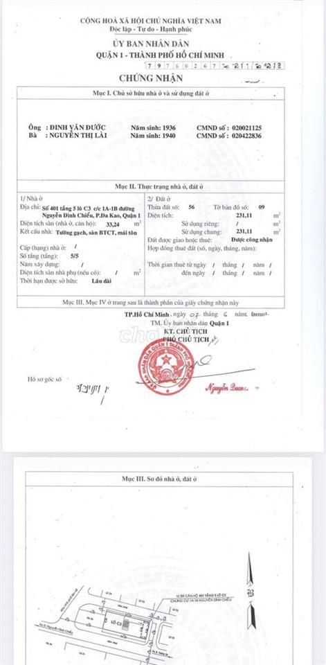 bán căn góc khu C3 chung cư 1A-1B Nguyễn Đình Chiểu phường Sài gòn,
