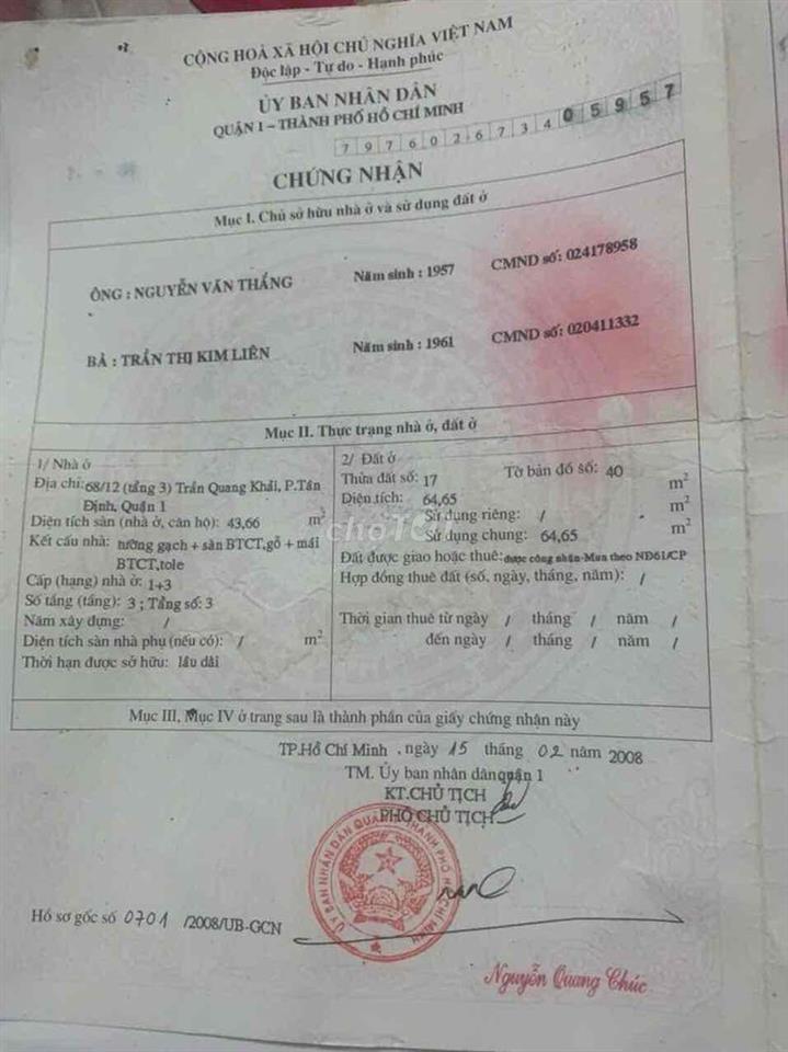 Chung cư 4hộ giá rẻ