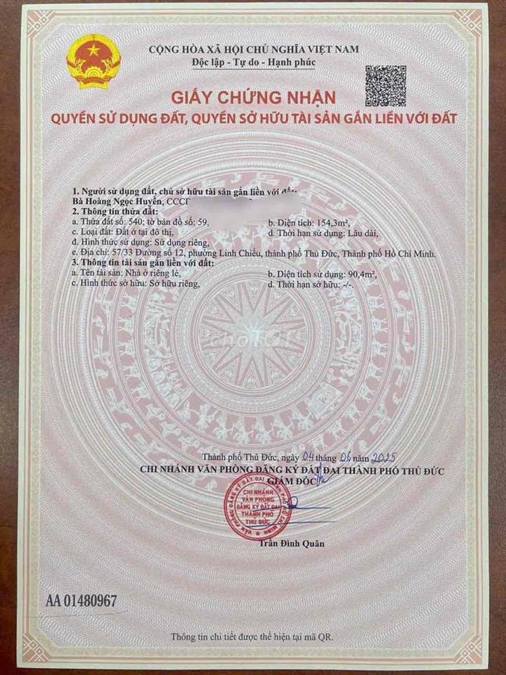 Bán Nhà Khu Vực Thủ Đức,Linh Chiểu