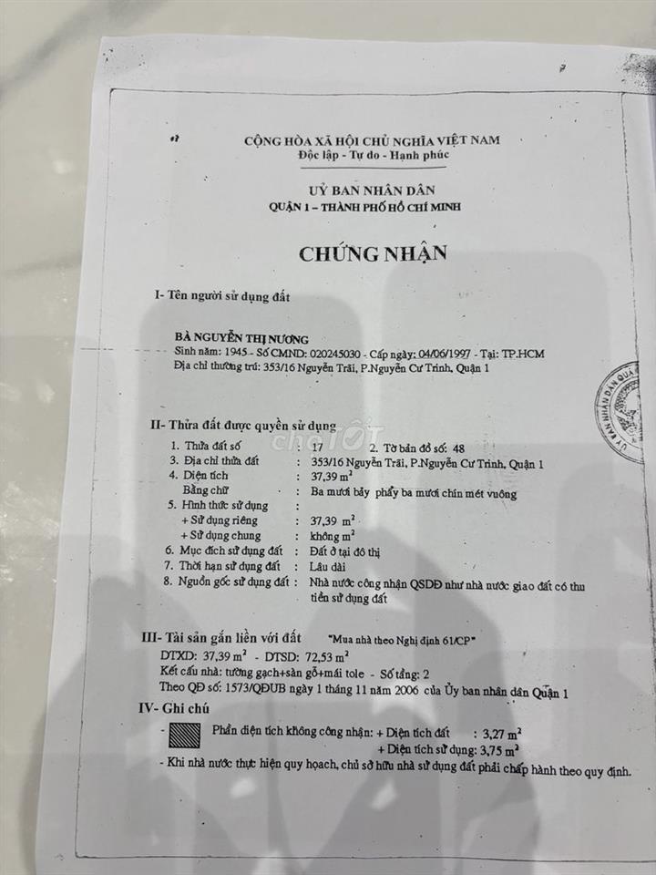 Quận 1, Nguyễn Trãi, p NCT 6pn