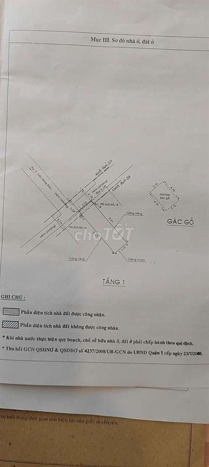 Nhà trong hẻm, dt đất 30 m2, đường Trần Hưng Đạo, Q1.