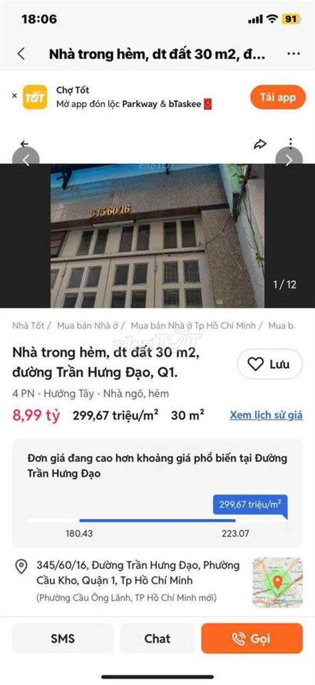 Bán nhà Q1, đường Trần Hưng Đạo, trong hẻm, nhà 4 tầng.