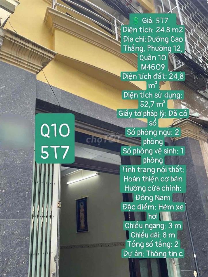 Nhà hẻm Cao Thắng trung tâm Q10