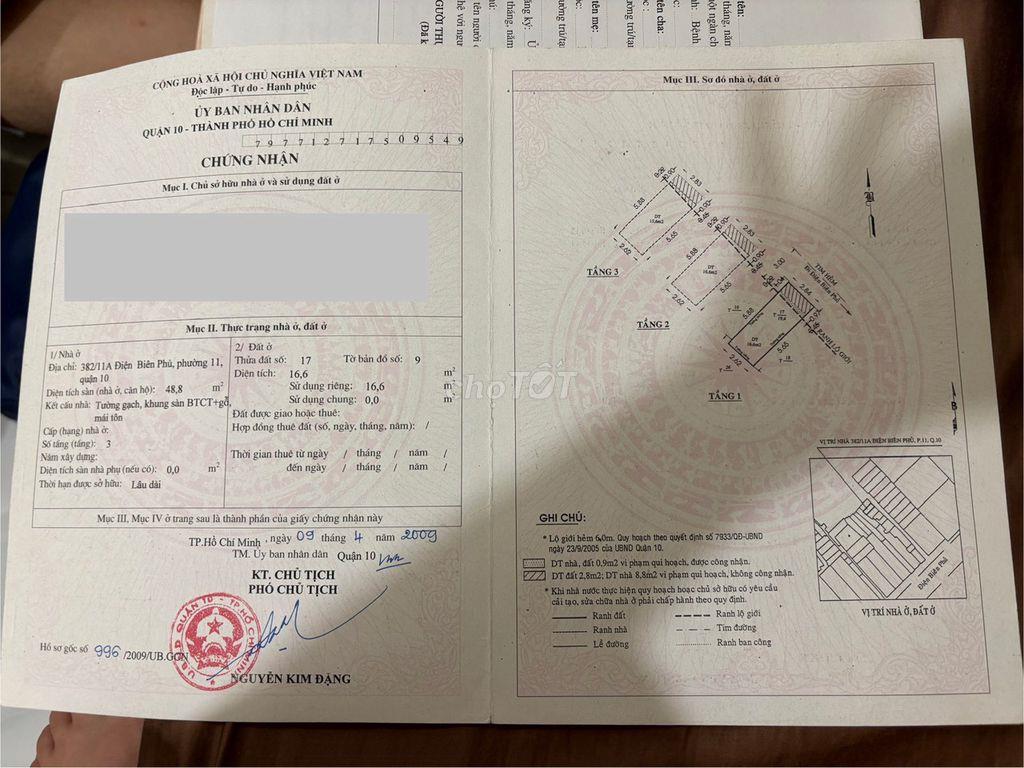 Bán nhà riêng tại 382/11A Điện Biên Phủ, P.11, Q.10, dưới 5 tỷ, 58m2