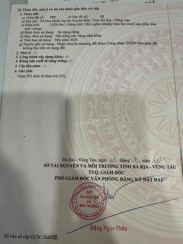 Bán đất tại Xã Hòa Hội, TPHCM. Gần nhà thờ Hòa Xuân, VP Công chứng Hoà