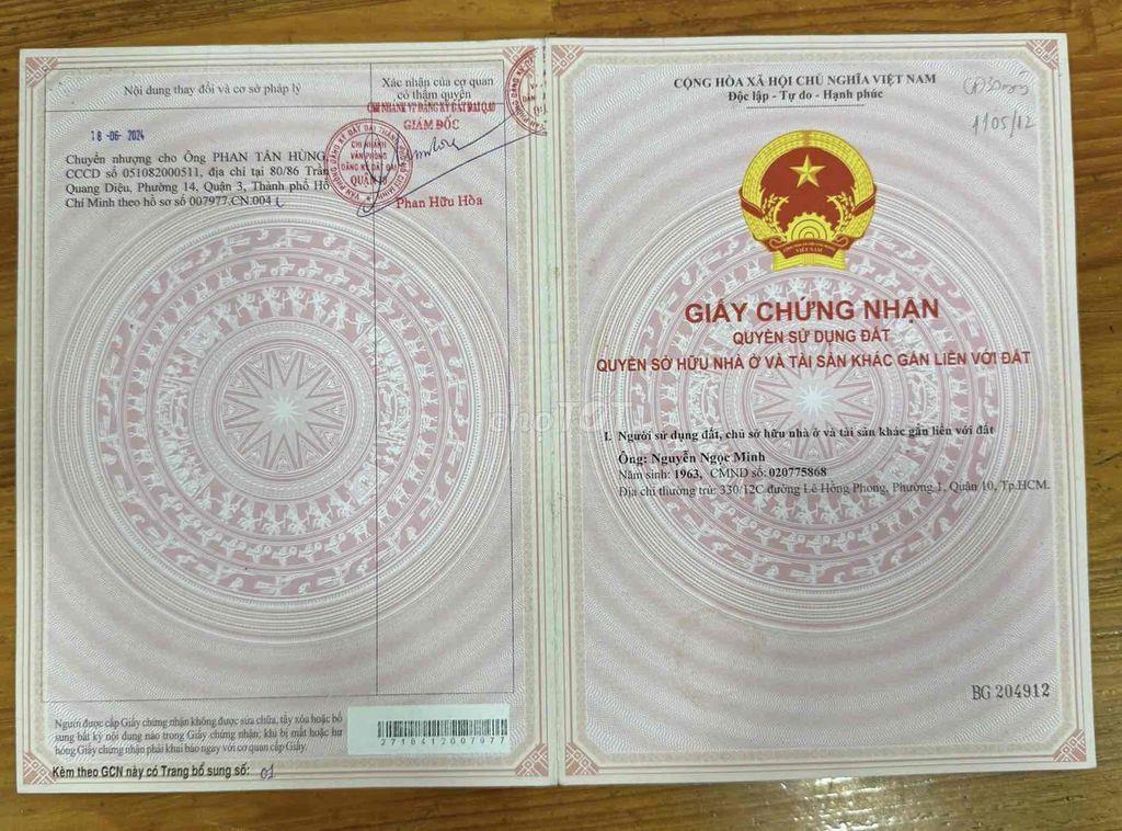 nhà hẻm xe hơi , trung tâm F Vườn Lài ( q10 củ )