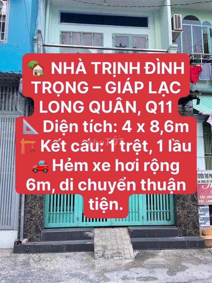 Nhà Sát Đầm Sen- Lạc Long Quân- Hẻm Xe Hơi