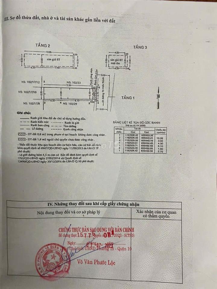 Bán nhà 102/31 Tô Hiến Thành, Phường 15, Quận 10, TPHCM