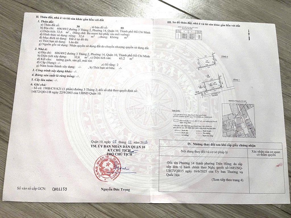 CC Bán nhà 606/49/2, đường 3/2, p14,q10 nhà mới, 2 mặt hẻm thoáng mát