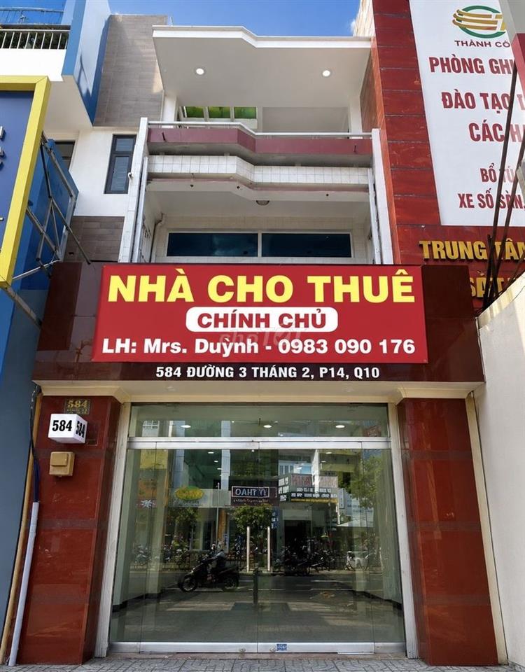 Cho thuê nhà mặt tiền 584 Đường 3 Tháng 2, 4x16m, 3 tầng, giá 45 triệu