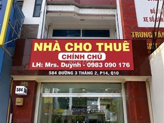 Cho thuê nhà mặt tiền 584 Đường 3 Tháng 2, 4x16m, 3 tầng, giá 45 triệu