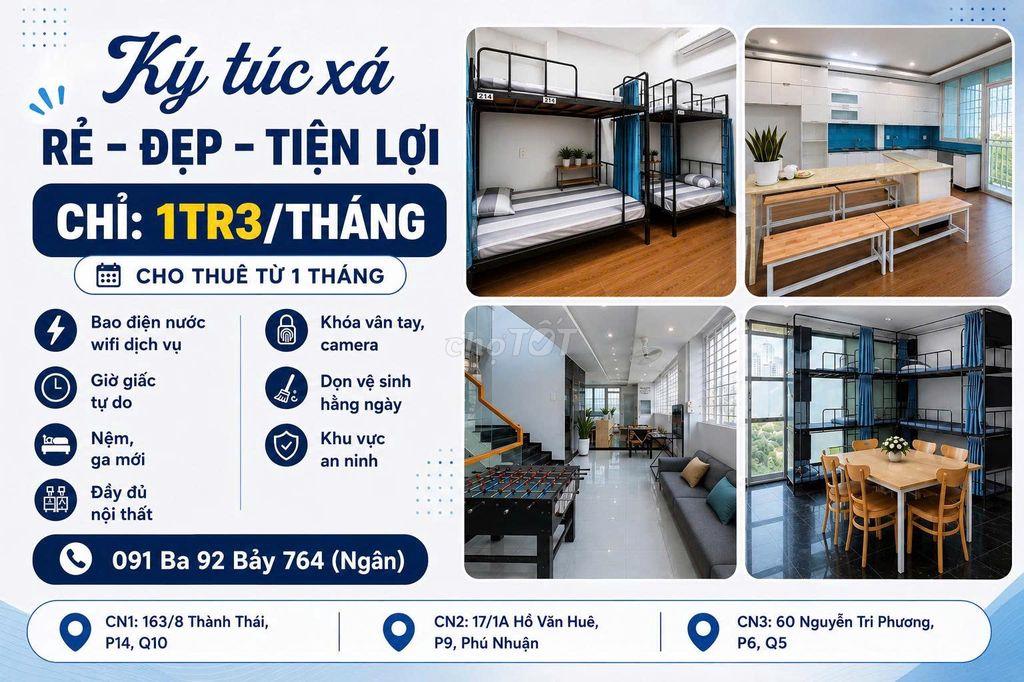 KTX FULL TIỆN NGHI Q5, Q10, PHÚ NHUẬN - CHỈ 1,3 TRIỆU