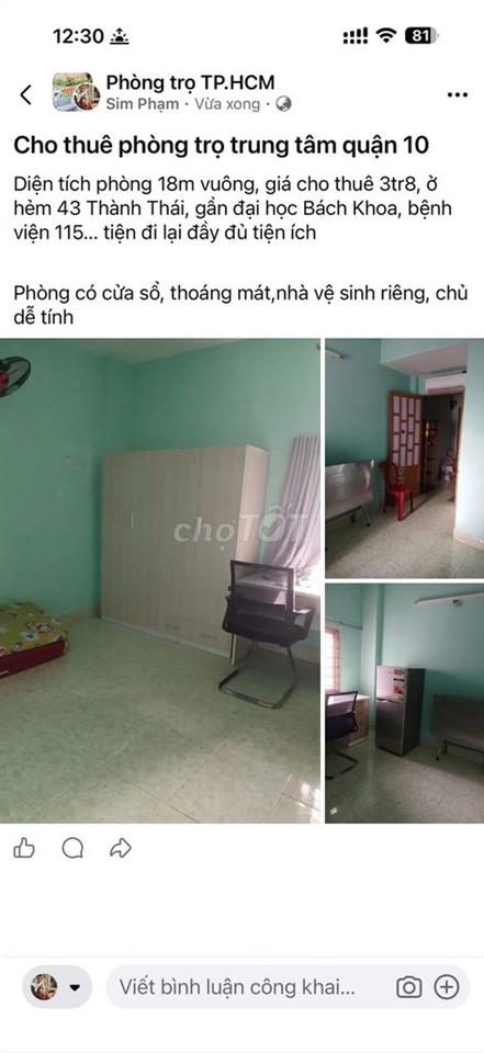Cho thuê phòng trọ q10