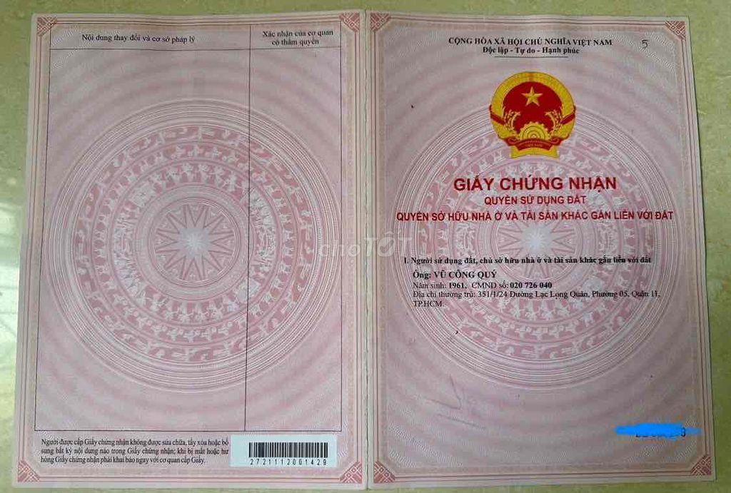 bán nhà 351/1/24 Lạc Long Quân, P5, Q11