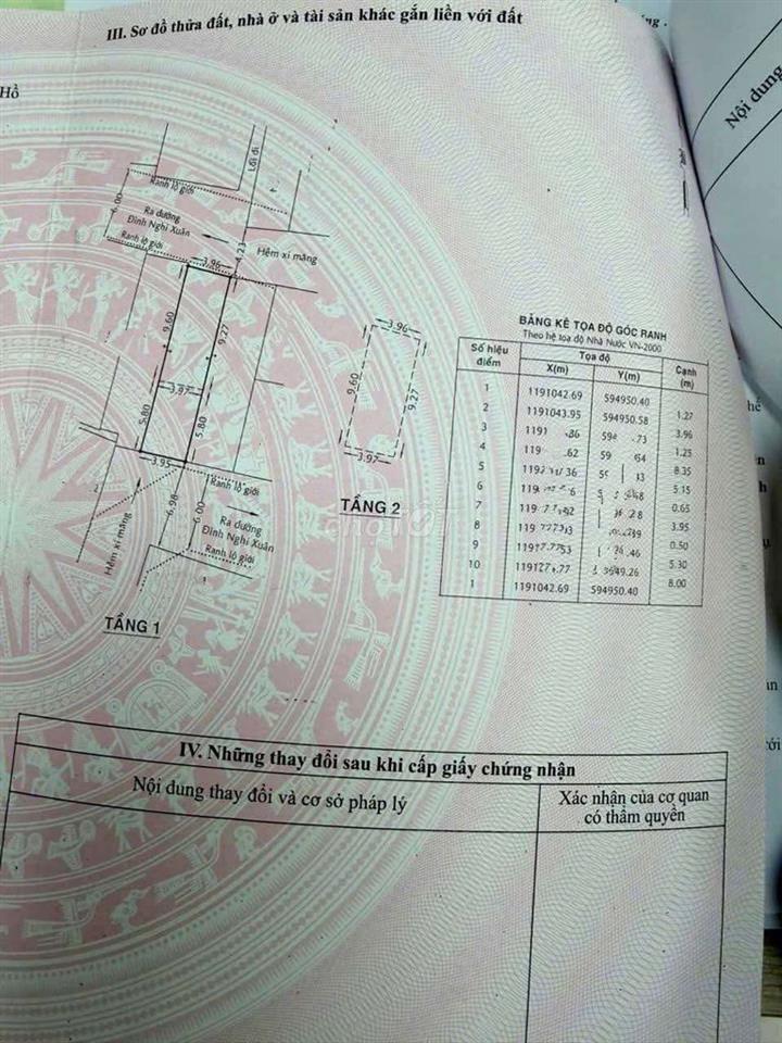4x15m Hẻm 6m đường Đình Nghi Xuân Bình Tân giáp Tân Phú 