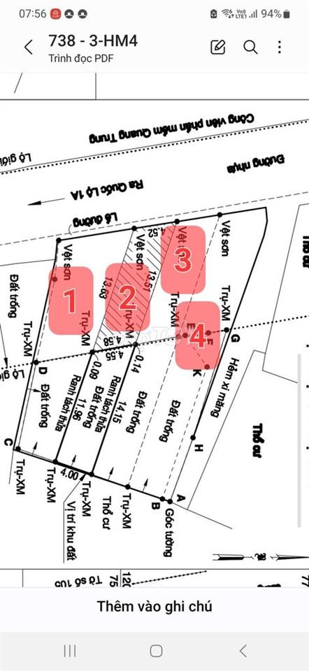 02  lô đất Mặt Tiền Đường 14m Đối Diện Cổng CV Phần Mềm Quang Trung 