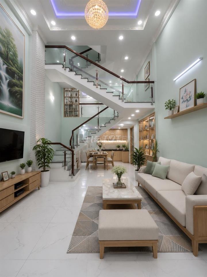 Nhà bán 46m2, cách Dương thị Mười 100m, hẻm nhựa 6m, 4 lầu, SHR.