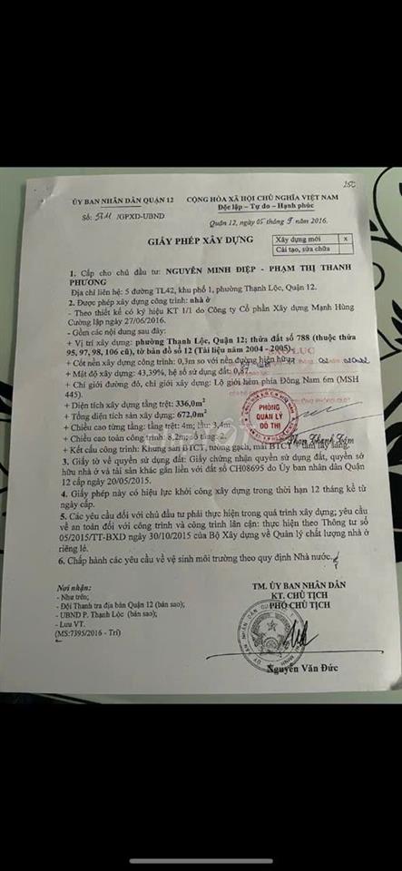 Nhà thạnh Lộc Q12 1 lầu hẻm xe hơi