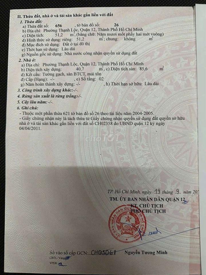 🏡 BÁN NHÀ CHÍNH CHỦ - QUẬN 12 (PHƯỜNG THẠNH LỘC)