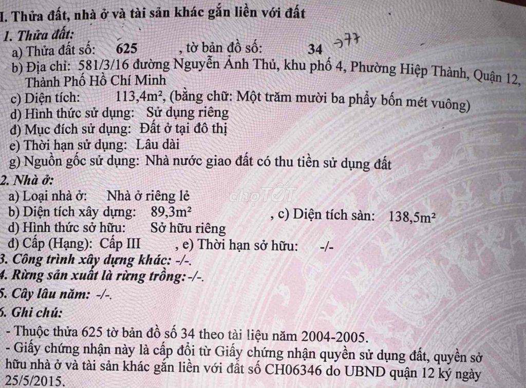 chính chủ bán nhà