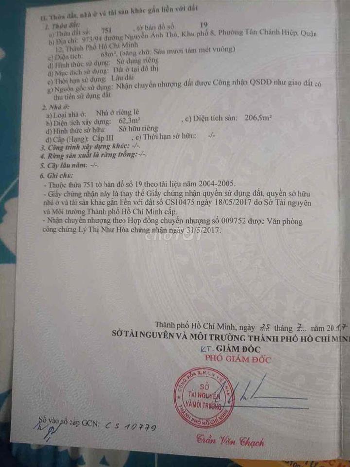 Bán nhà 80m2 ,đường Nguyễn ảnh thủ ,q12
