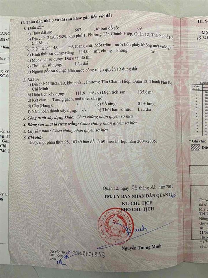 Chinh chu Bán gấp nhà sát công viên phần mềm quang trung,
