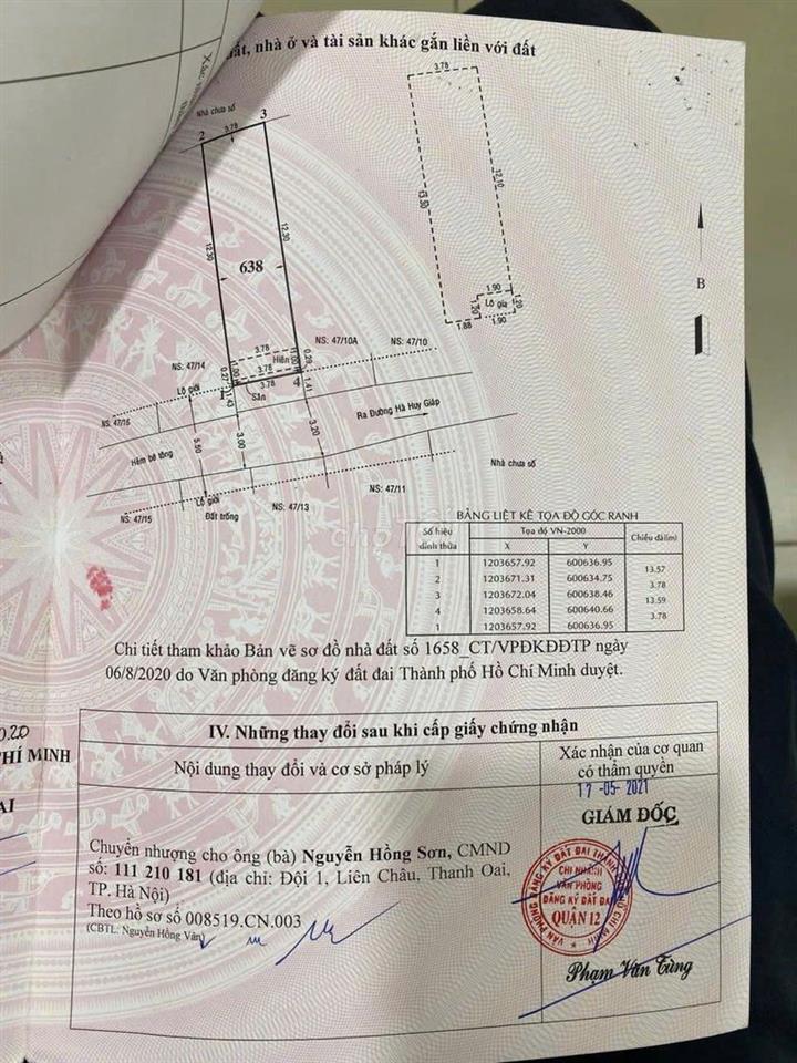 BÁN NHÀ ĐƯỜNG TX25 HẺM THÔNG