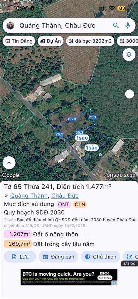 25m mặt tiền đất xã quãng thành