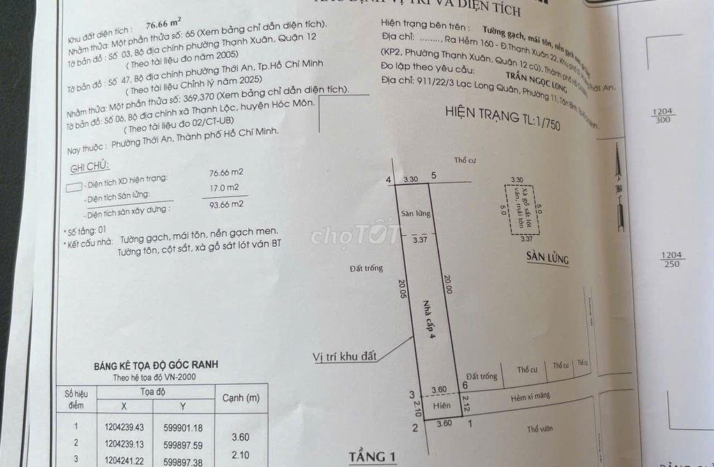 Chính chủ cần bán nhà thạnh xuân 25 quận 12