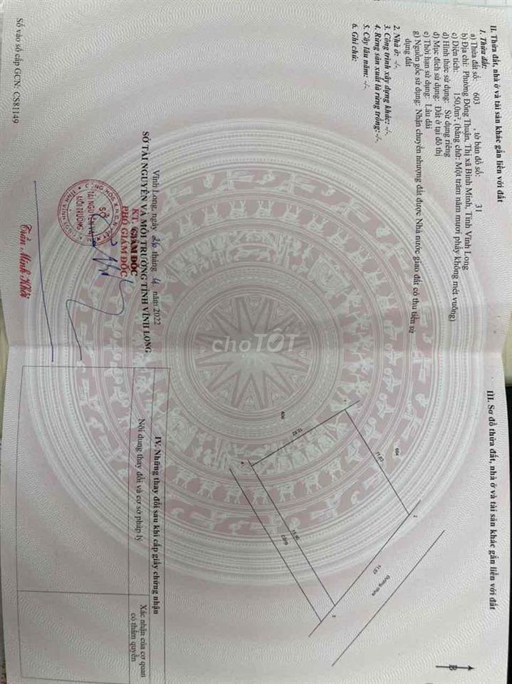 Kẹt tiền giảm giá bán gấp đất Khu TĐC Đông Thuận, Bình Minh, Vĩnh Long