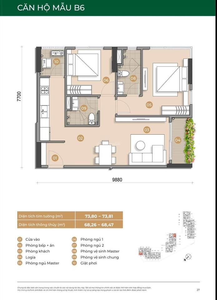 2pn + 2wc | view hồ bơi trực diện | hướng đông nam hiếm có