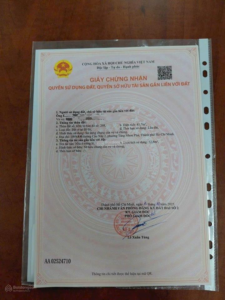 Bán căn nhà hẻm 100 cầu xây, tân phú 90m2 giá 4,35 tỷ