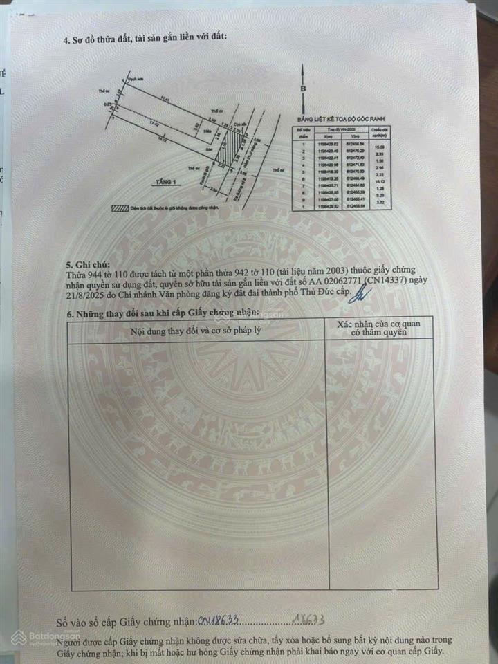 Bán lô đất 67 m2 đường số 6, phường tăng nhơn phú ngang 4,5 mét giá 6,2 tỷ