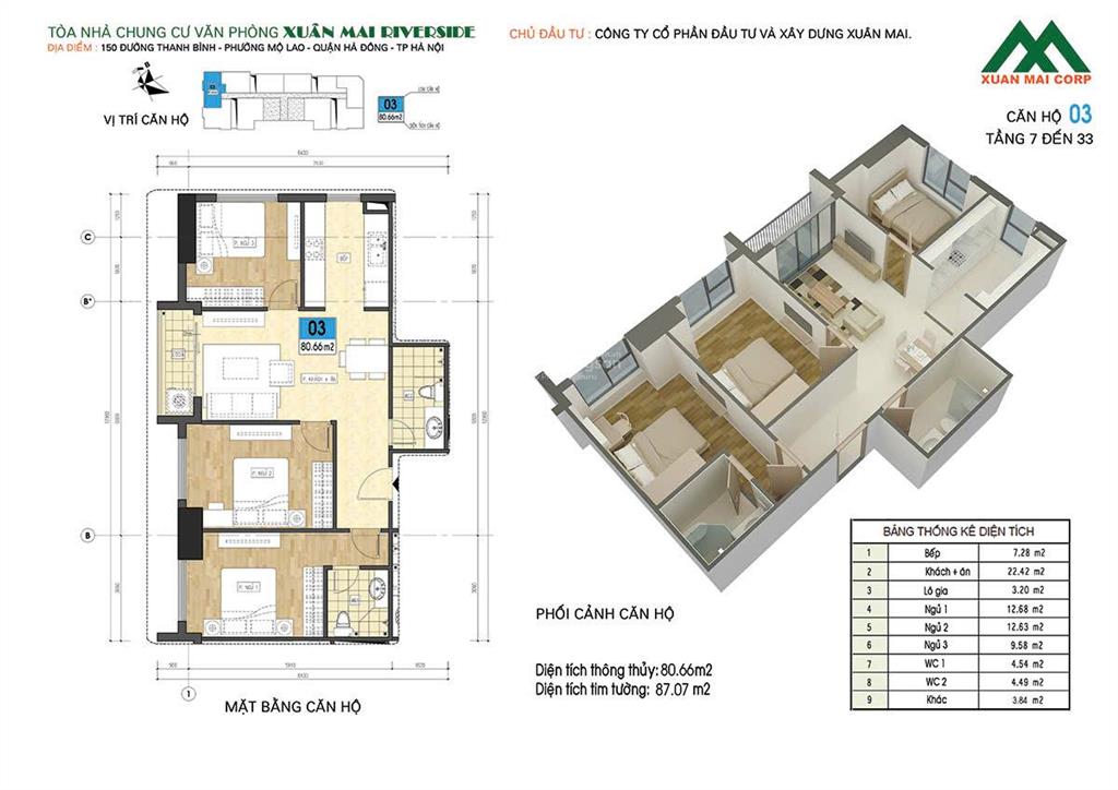 Chính chủ bán căn góc 3pn chung cư xuân mai river mỗ lao hà đông. nt đầy đủ, có 1 slot đỗ oto.