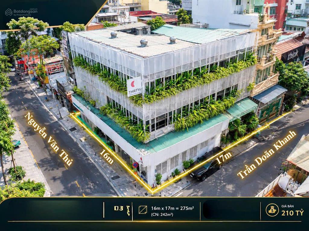 Bán tòa nhà 2 mặt tiền nguyễn văn thủ & trần doãn khanh q.1, giá chỉ 210 tỷ, 280 m2