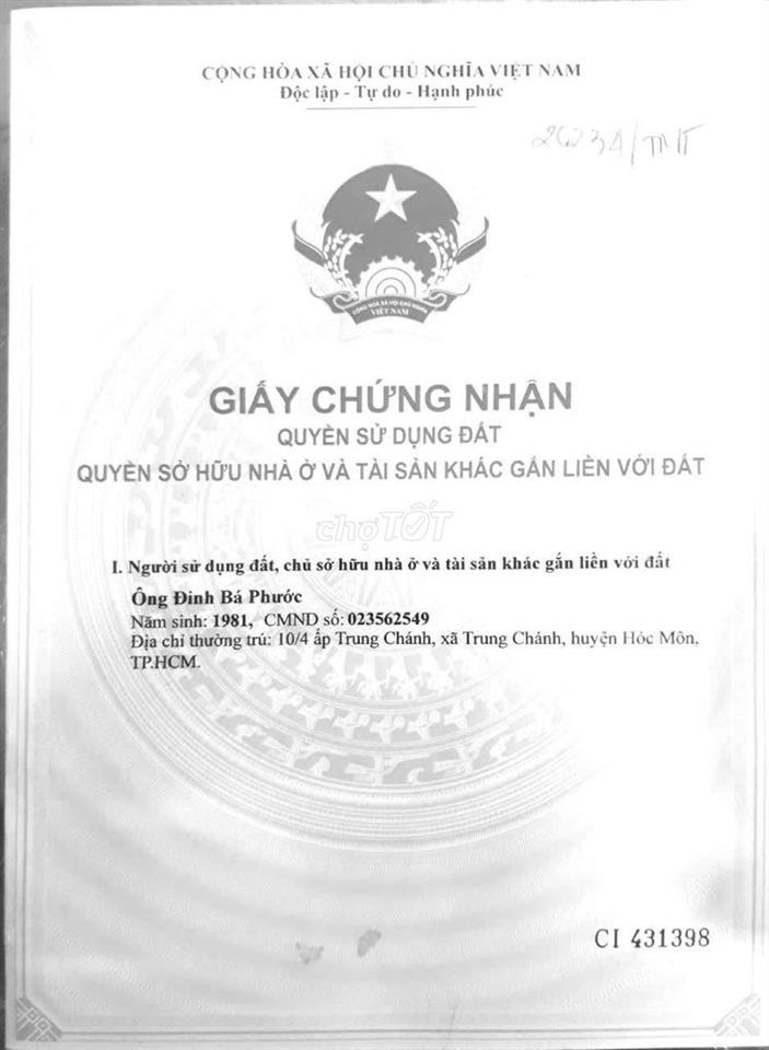 Bán nhà gần khu Trung Chánh-Nguyễn Ảnh Thủ