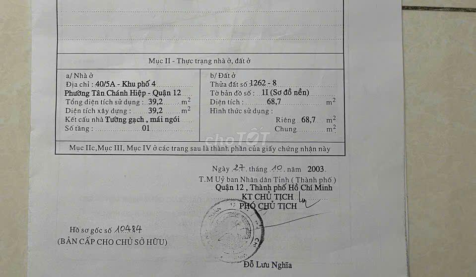 Đất Tân Chánh Hiệp Q12 - 56m² sạch - Hẻm Ô Tô 6M - Sổ Hồng Riêng