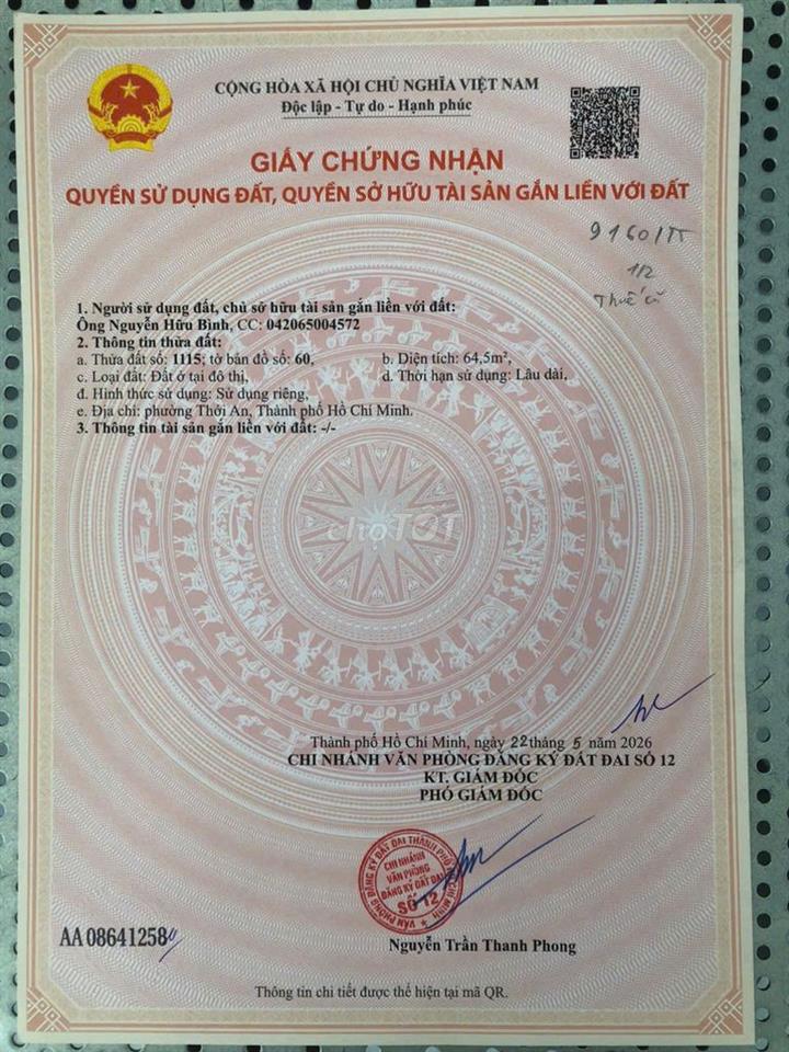 Bán lô góc đẹp đường Thạnh Xuân 52, Phường Thới An