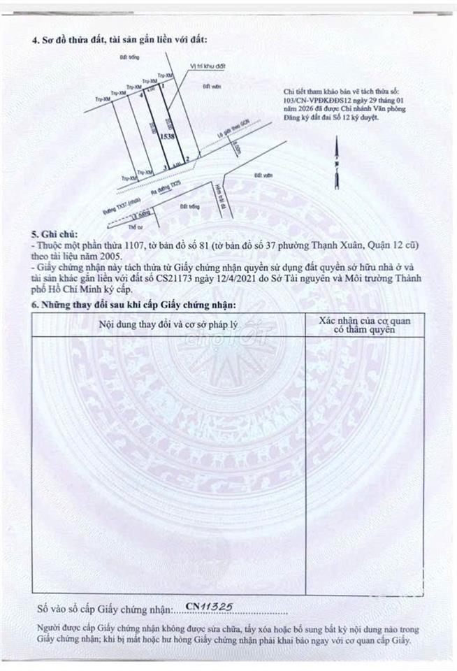 Chính chủ cần bán đất mặt tiền thổ cư tx22 nối tx37. Đt 80m. . 