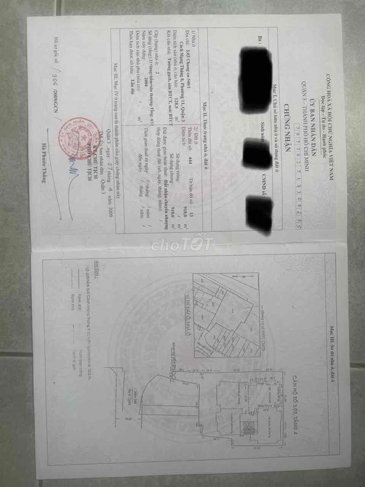 Bán căn hộ gần công viên Lê Thị Riêng